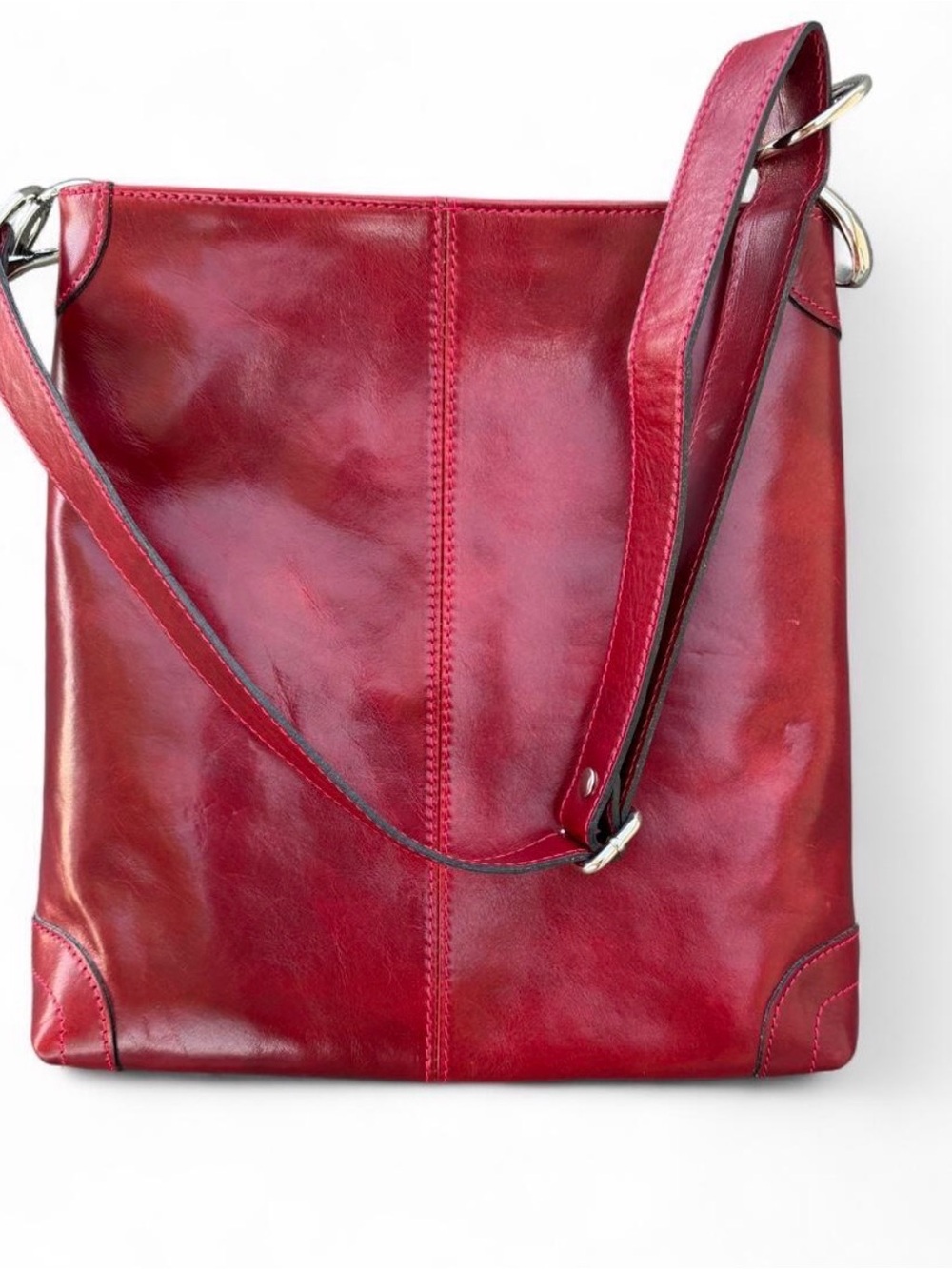 Italian Leather Borse in Pelle Cranberry Leather Tote Bag